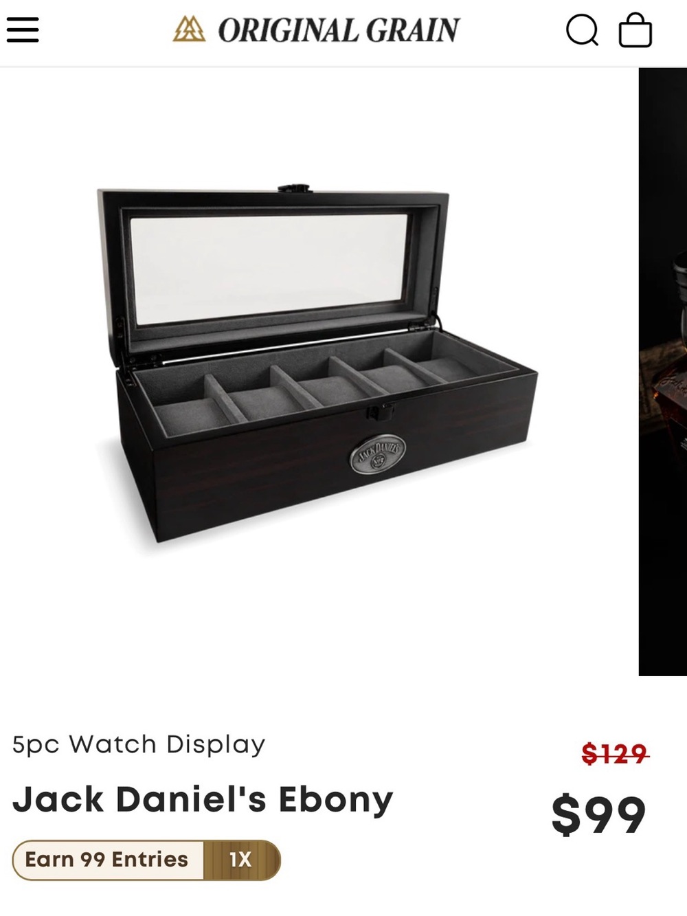 Original Grain Jack Daniel’s Men's Watch Storage Case